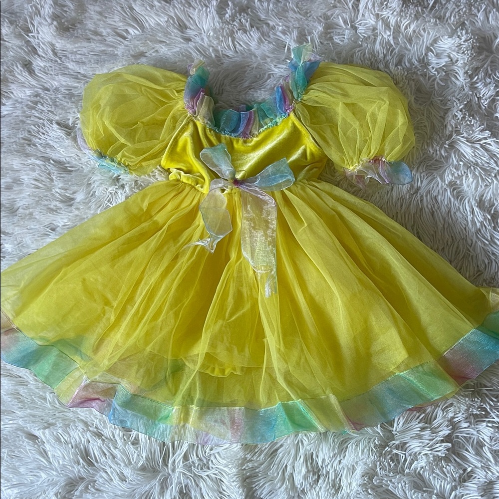 Yellow Rainbow Trim Kids Costume Dress